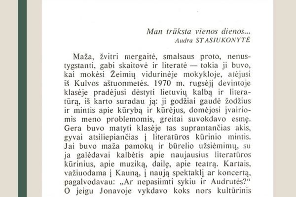 Kulvos krašto poetės Audros Stasiukonytės biografija