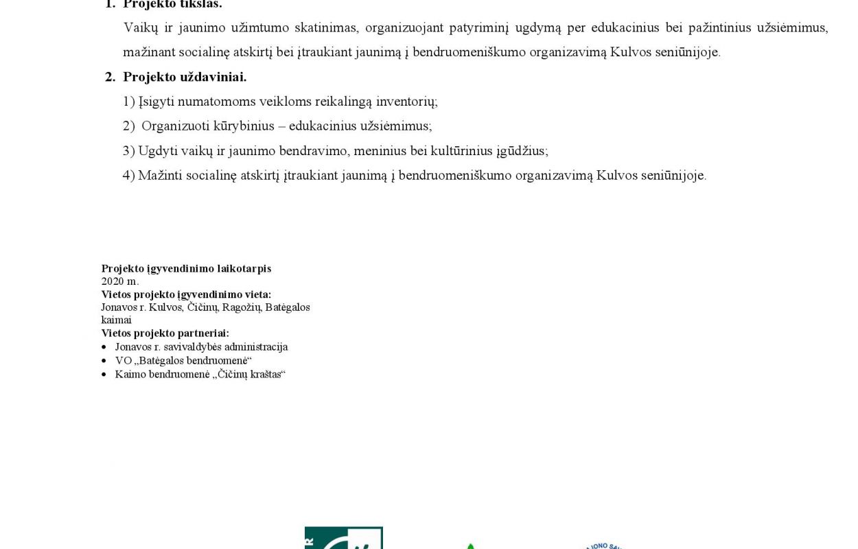 Kulvos bendruomenės projektas 